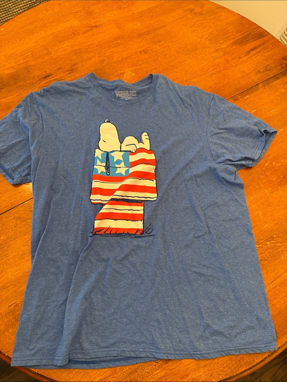 Peanuts Blue Snoopy American Flag Graphic Short Sleeve Tee xl